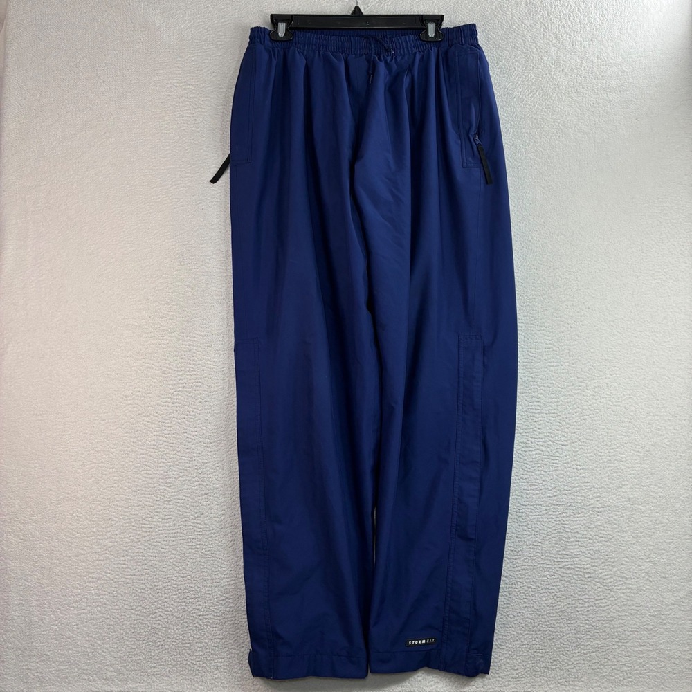 Y2K Nike Storm Fit Track Pants Men L Blue Windbreaker Ankle Zip Baggy Sweatpants